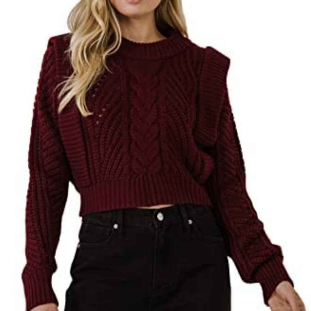 English Factory Burgundy Cable Knit Sweater Sz-XS